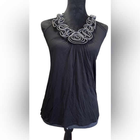 🎉SALE🎉 Romeo & Juliet Couture Tank Top Halter Black Shirt | Size S - Picture 3 of 7